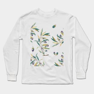 Olive watercolour pattern Long Sleeve T-Shirt